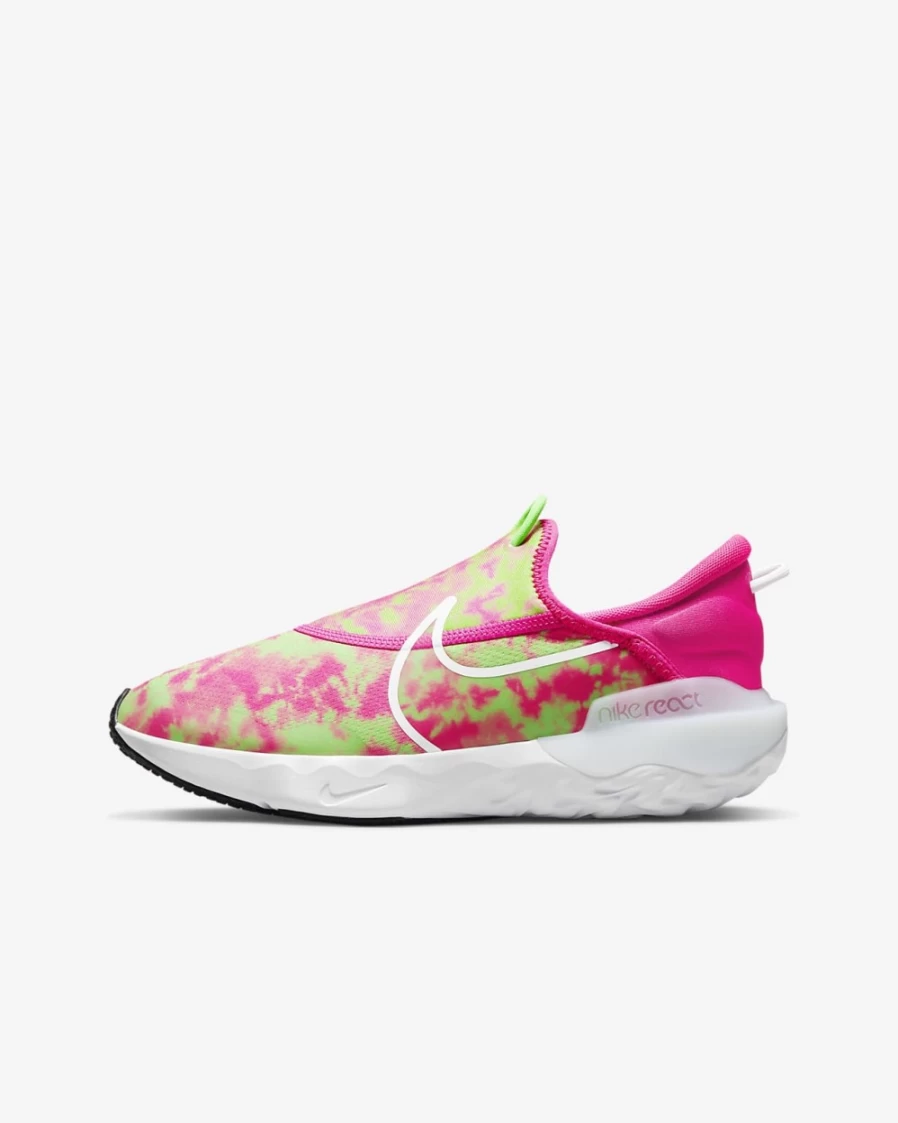 Nike Flow Big Kids' Road Running Shoes for Boys & Girls - Pink Prime/Green Strike/Flat Pewter/White