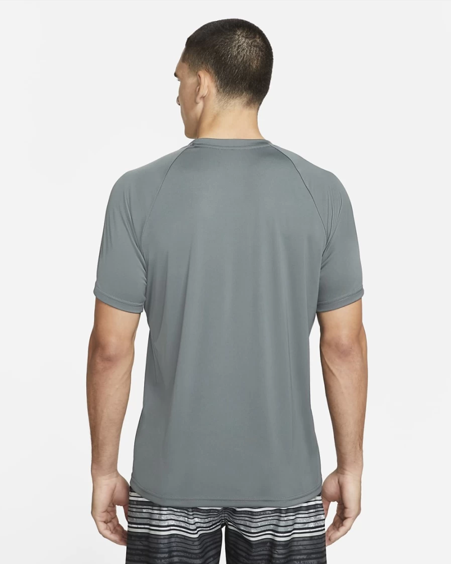 Nike Men's Iron Grey Hydroguard Short-Sleeve Swim Shirt UPF 50+ Quick-Dry