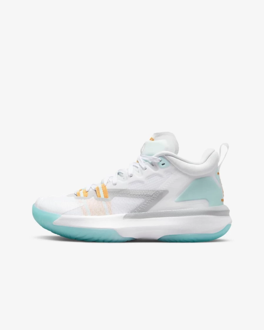 Nike Zion 1 Big Kids' Basketball Shoes - White/Laser Orange/Dynamic Turquoise/Black - For Boys & Girls