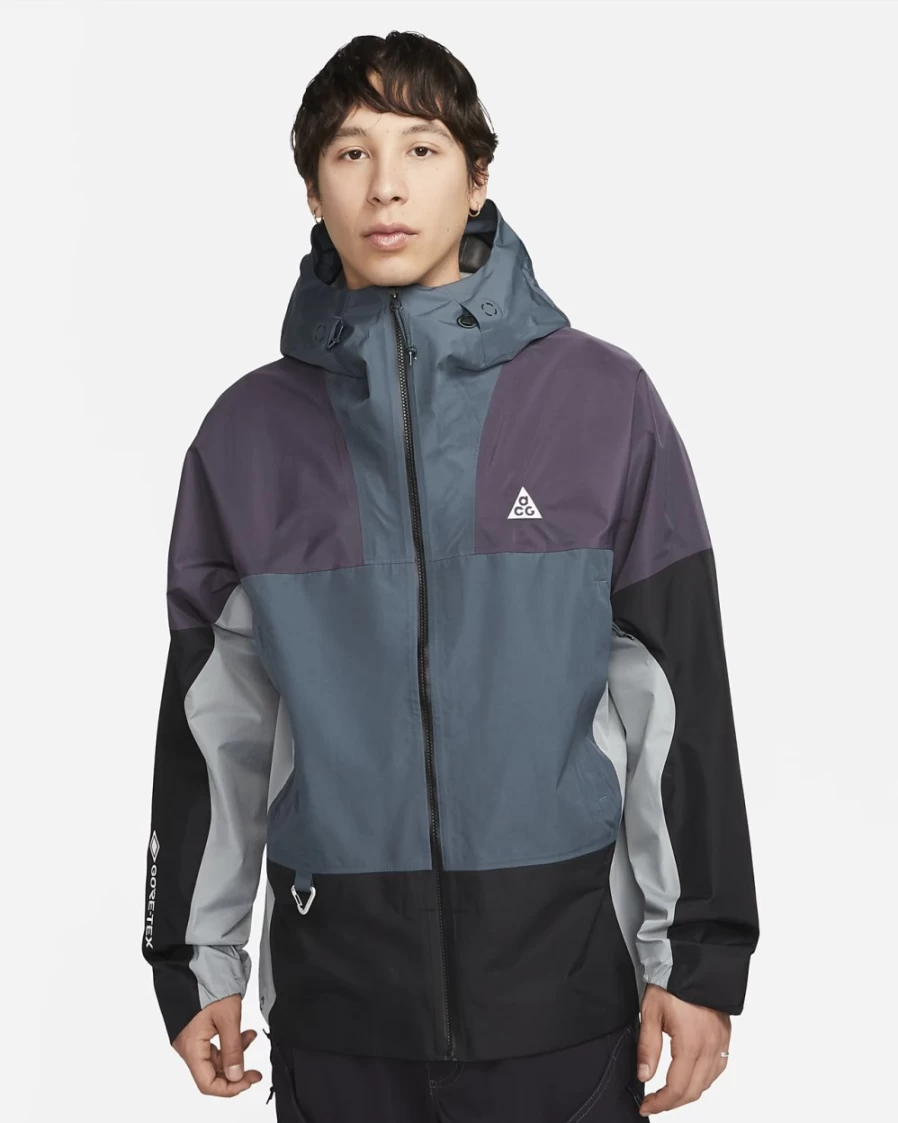 Nike Storm-FIT ADV ACG "Chain of Craters" Men's Waterproof Jacket in Faded Spruce/Black/Mica Green/Summit White