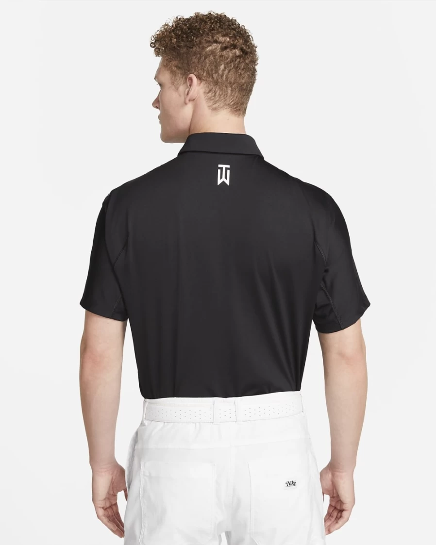 Nike Dri-FIT Tiger Woods Men's Black Anthracite White Striped Golf Polo Shirt
