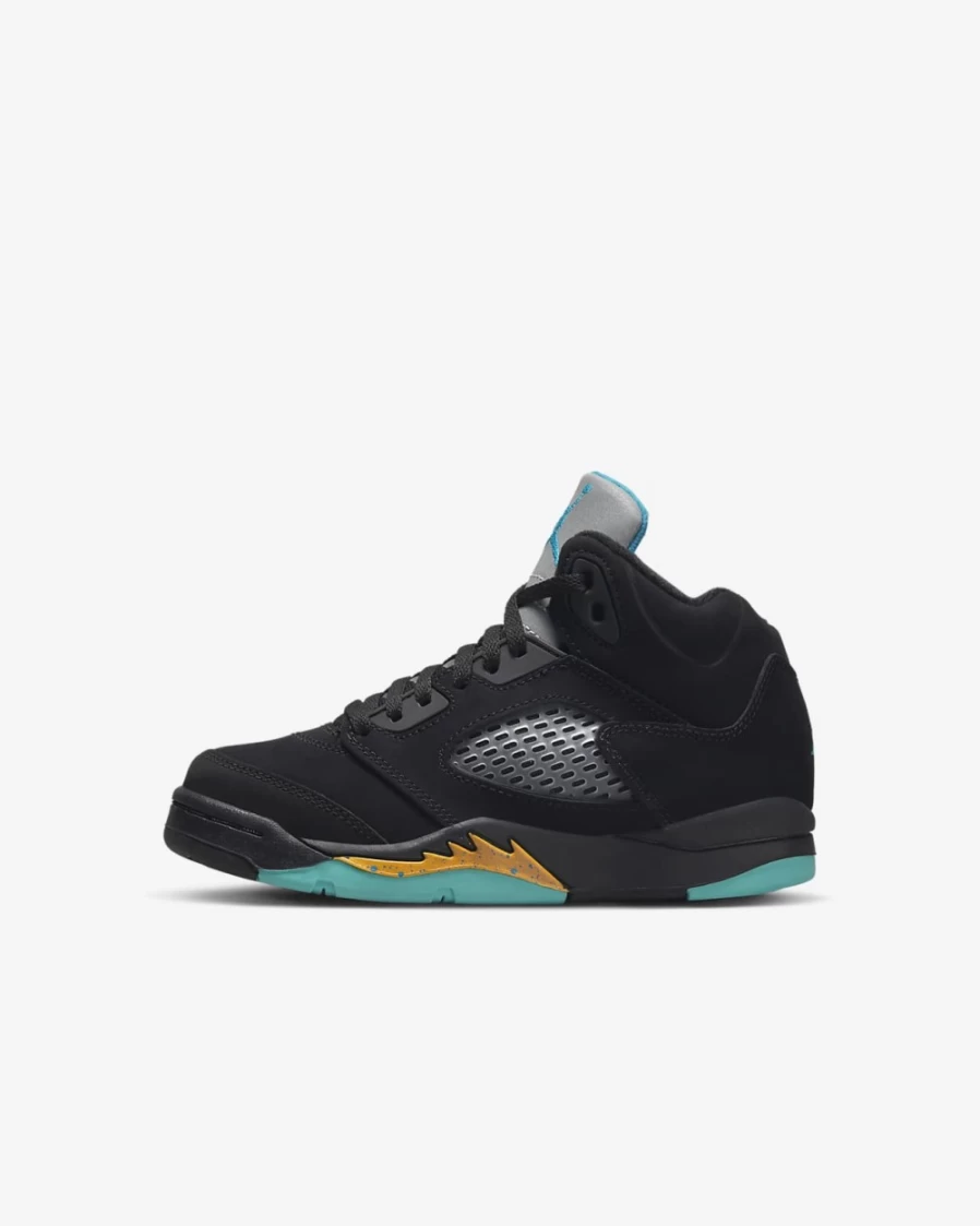 Nike Jordan 5 Retro Kids' Shoes - Black/Taxi/Aquatone for Boys and Girls