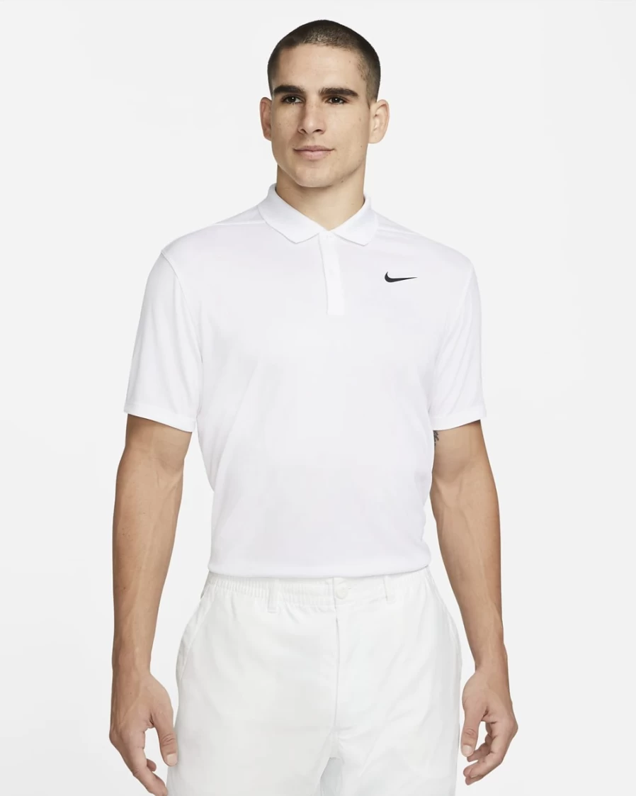 NikeCourt Dri-FIT Men's Tennis Polo Shirt - White/Black - Moisture-Wicking Performance Top