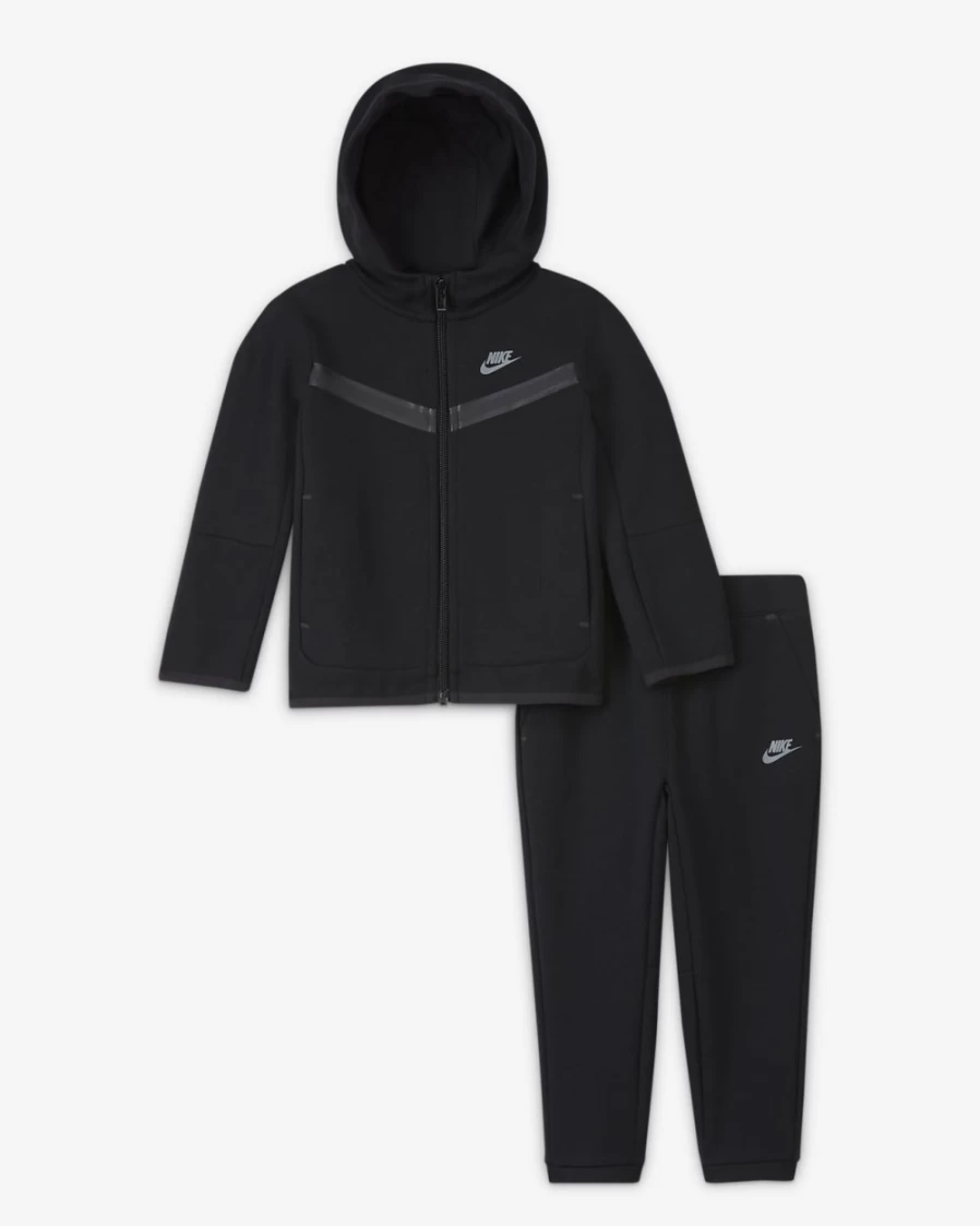 Nike Tech Fleece Black Zip Hoodie & Pants Set for Baby Boys & Girls (12-24 Months)
