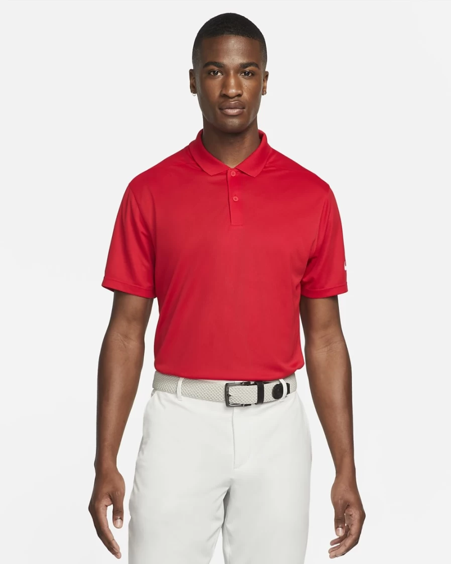 Nike Dri-FIT Victory Men's Golf Polo Shirt - University Red/White, Moisture-Wicking, Breathable, Comfortable Fit
