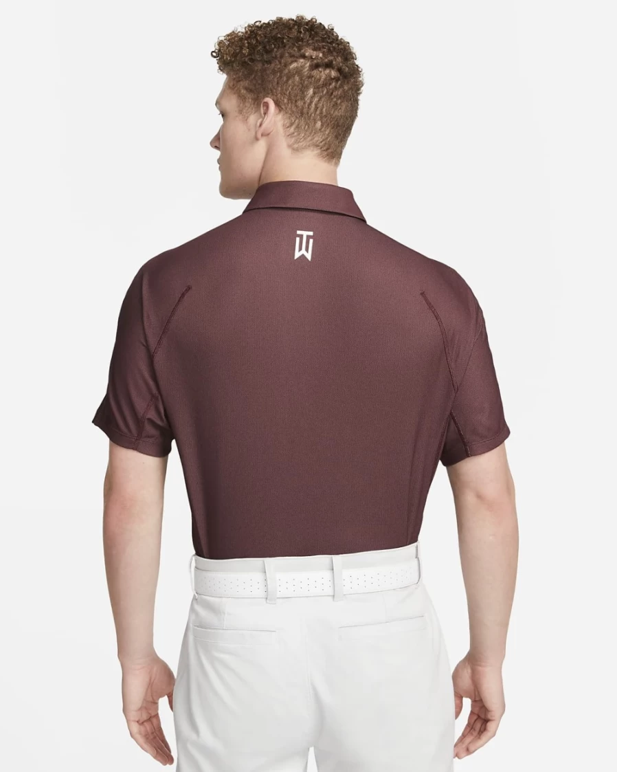 Nike Dri-FIT Tiger Woods Men's Golf Polo Shirt - Burgundy Crush/Plum Eclipse/White - Moisture-Wicking Performance Apparel