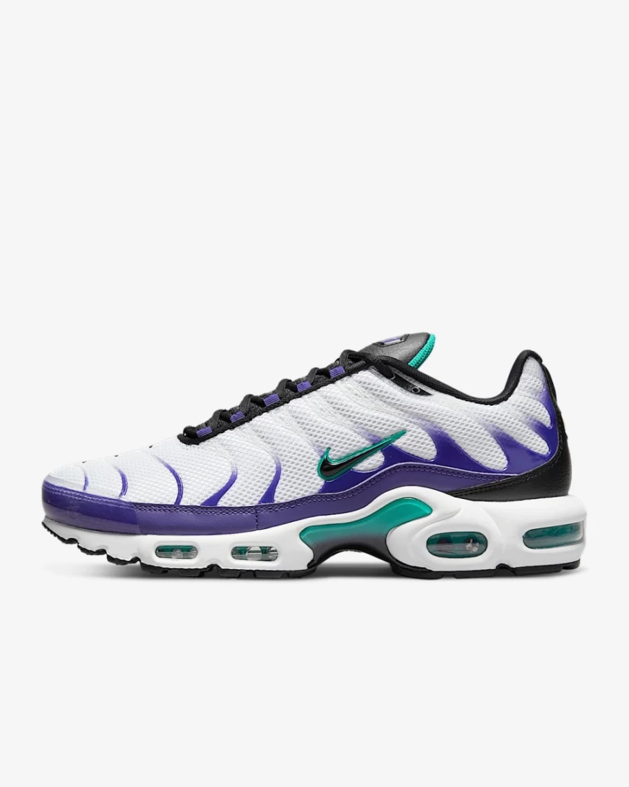Nike Air Max Plus Men's Shoes - White, Grape Ice, New Emerald, Black Colorway