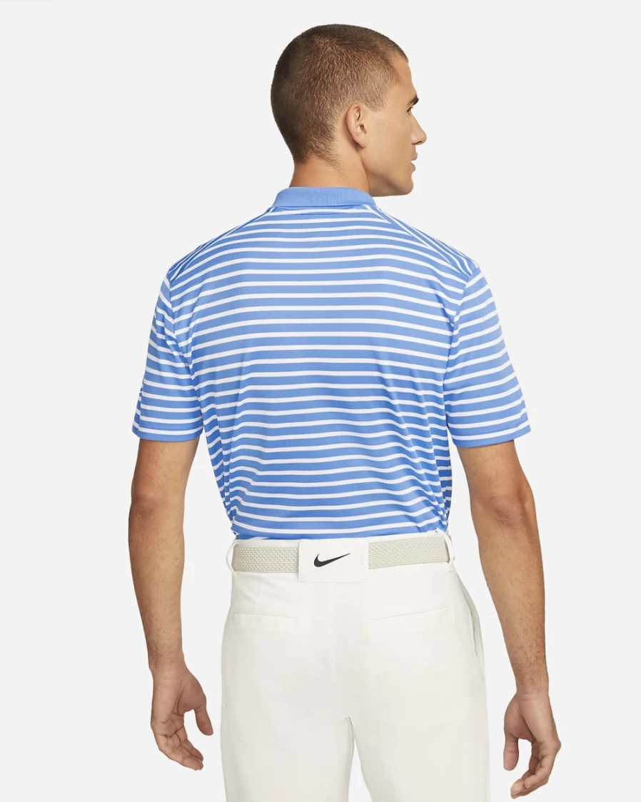 Nike Dri-FIT Victory Men's Golf Polo Shirt - University Blue & White Striped Performance Top