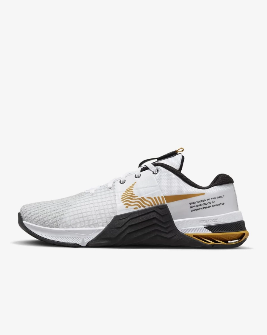 Nike Metcon 8 Men's Training Shoes - White/Black/Photon Dust/Gold Suede for Men's Workout & Gym