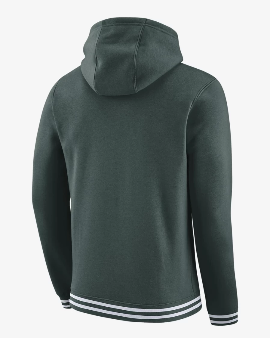 Nike Michigan State Spartans Men's Pro Green & White Retro Fleece Hoodie