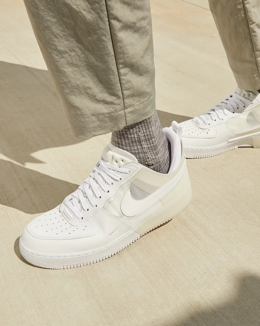 Nike Air Force 1 React Men's White/White Athletic Shoes