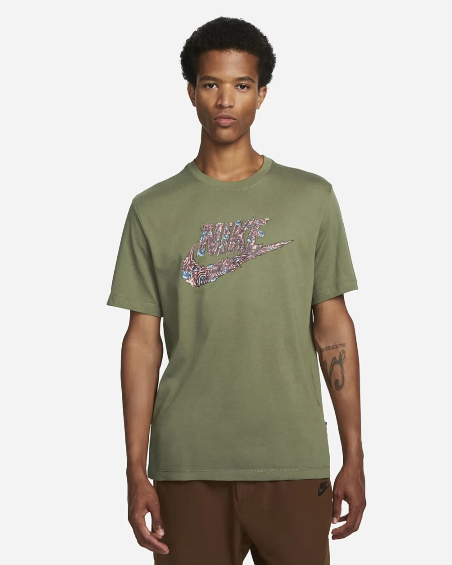 Nike Men's Medium Olive Sportswear T-Shirt - Athletic Comfort Fit Tee