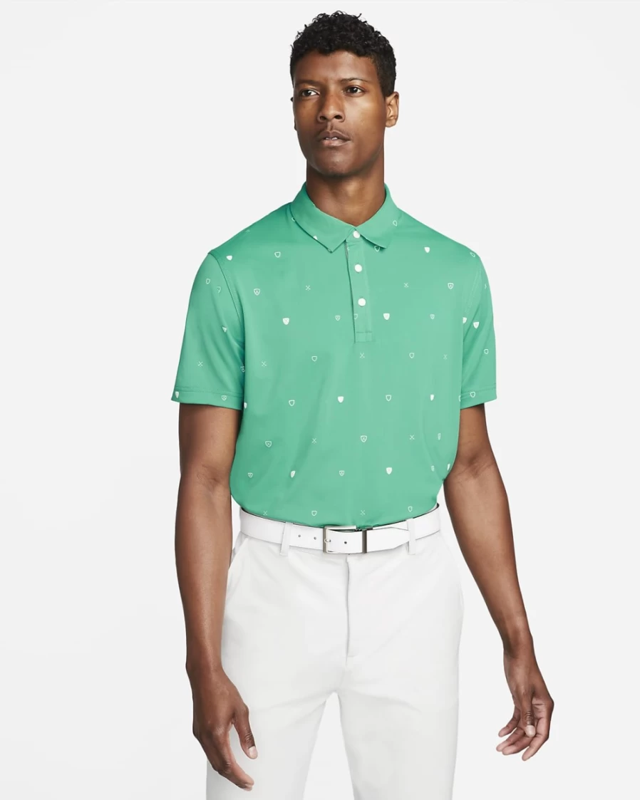 Nike Dri-FIT Player Men's Golf Polo Shirt - Moisture-Wicking, Printed Design, Neptune Green/Brushed Silver