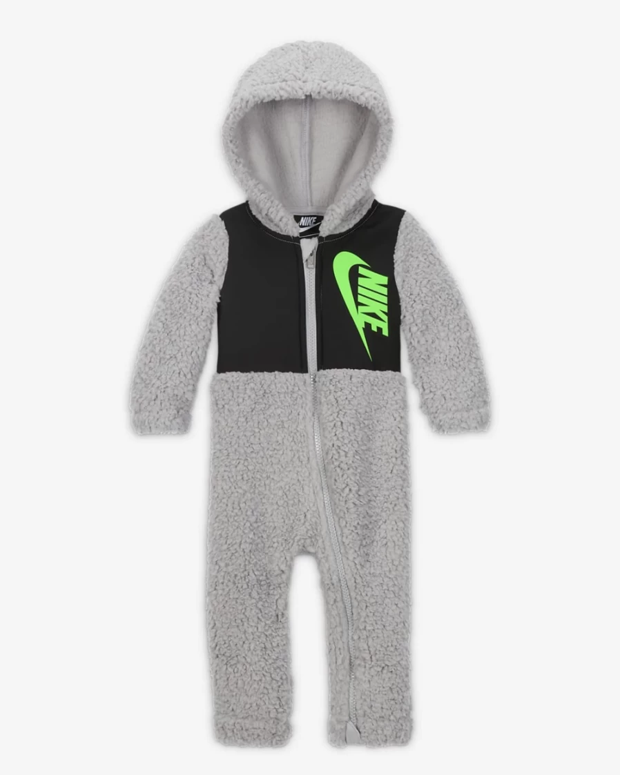 Nike Baby (12-24 Months) Light Smoke Grey Unisex Full-Zip Coverall Jumpsuit