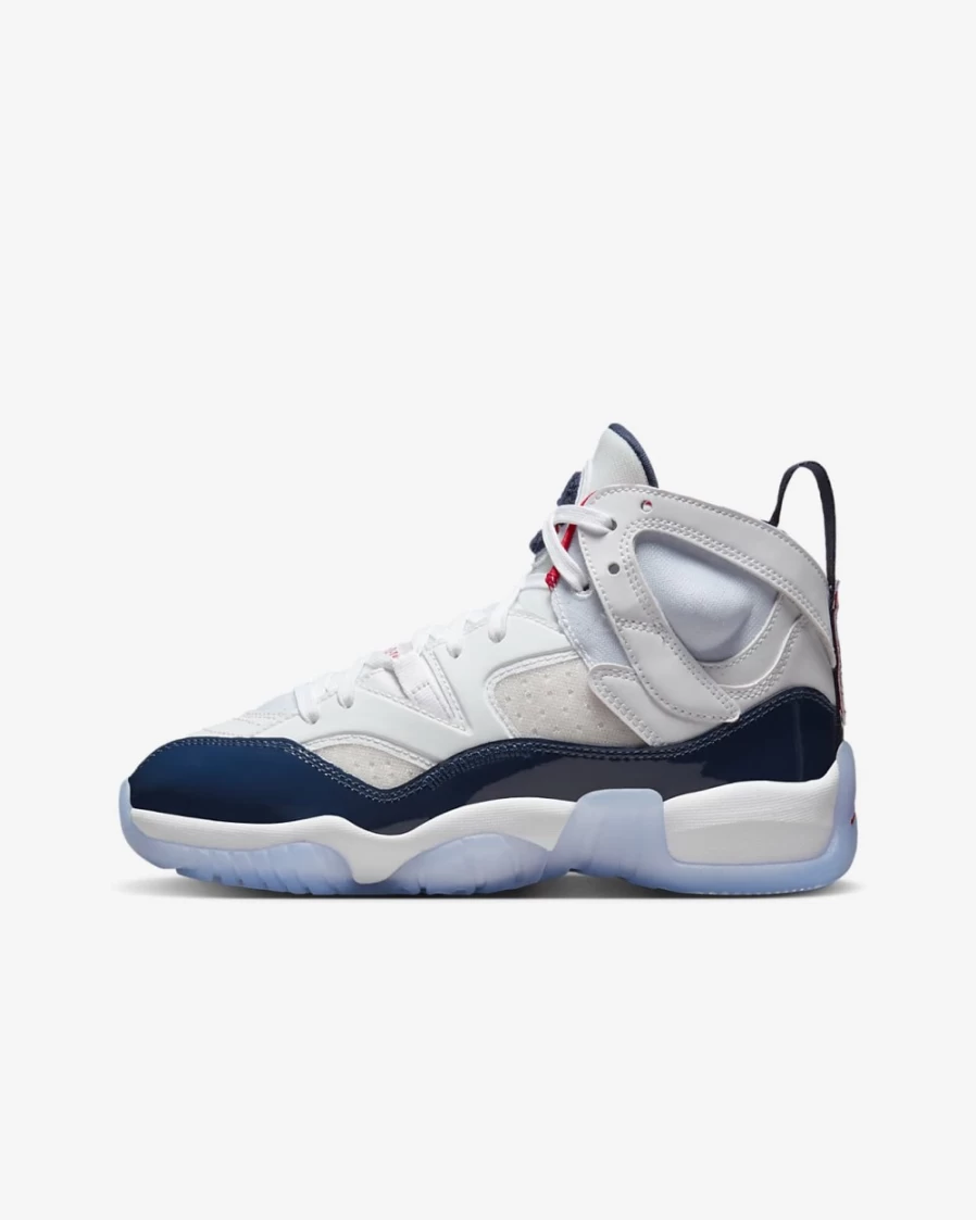 Nike Jumpman Two Trey Big Kids' Shoes - White/University Red/Navy - Basketball Sneakers for Boys and Girls