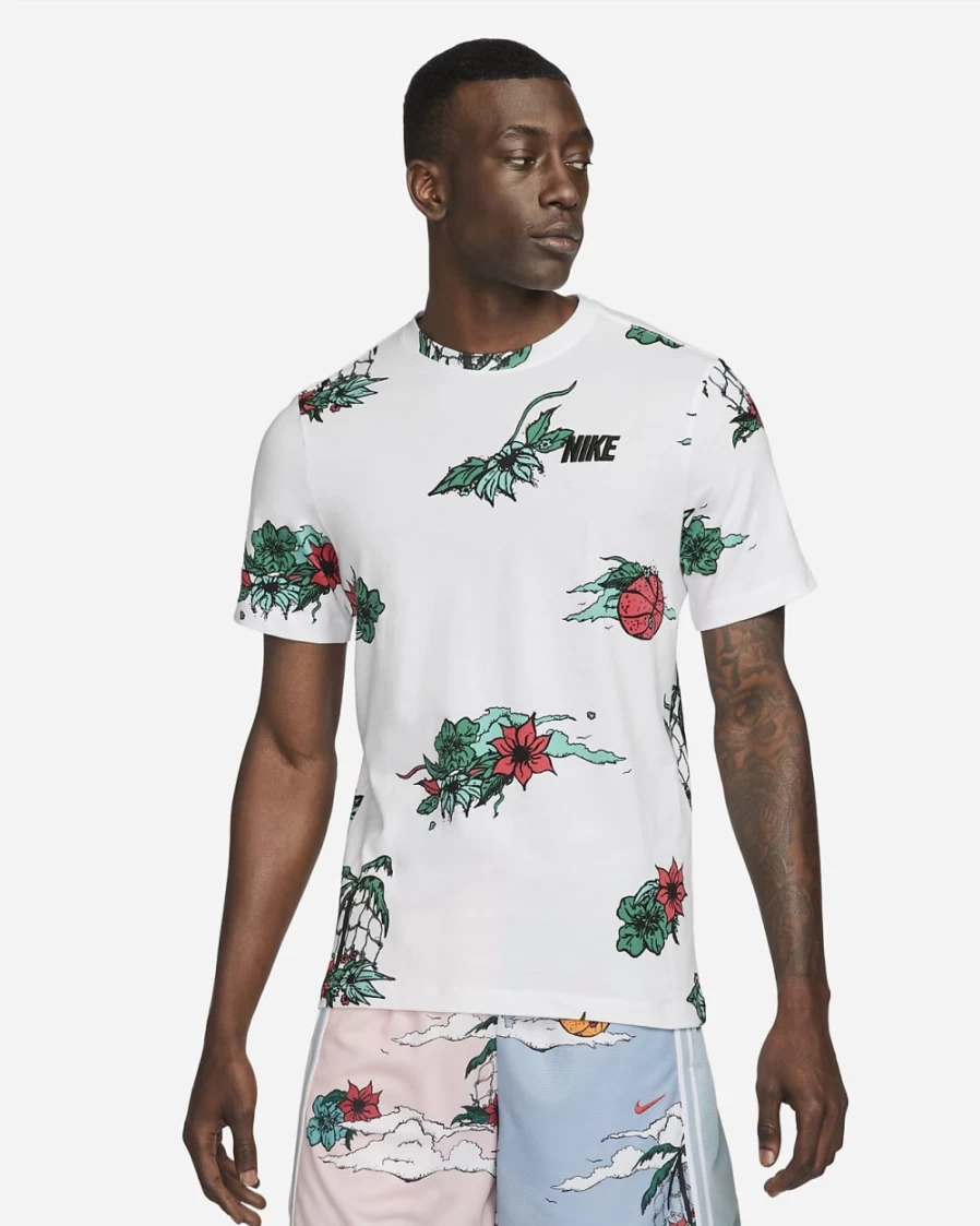 Nike Men's White Allover Print Basketball T-Shirt – Athletic Performance Tee