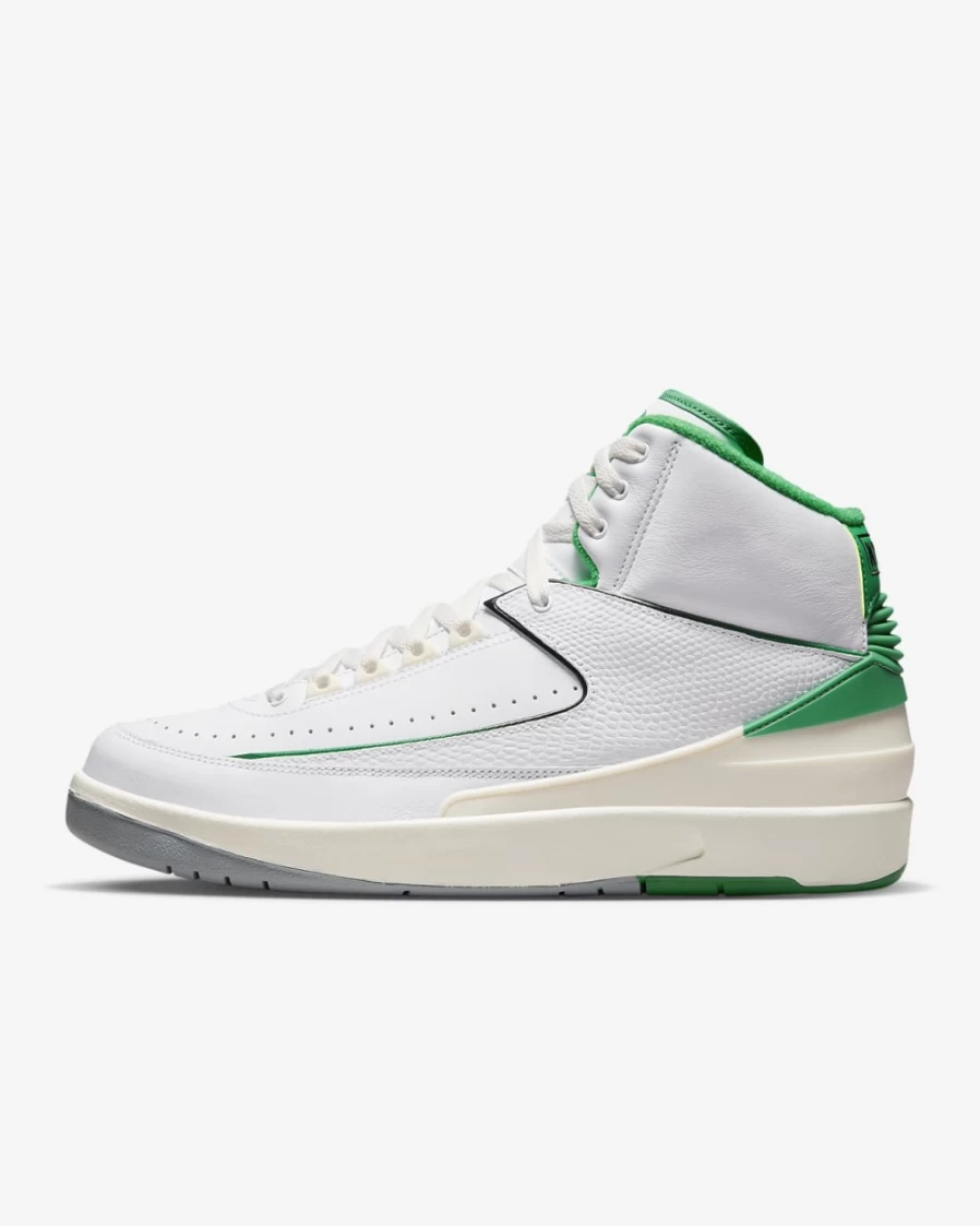 Nike Air Jordan 2 Retro Men's Basketball Shoes - White/Sail/Light Steel Grey/Lucky Green