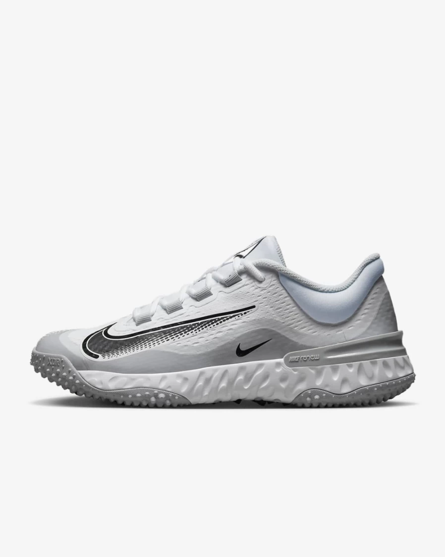Nike Alpha Huarache Elite 4 Turf Baseball Shoes for Men - White/Wolf Grey/Pure Platinum/Black