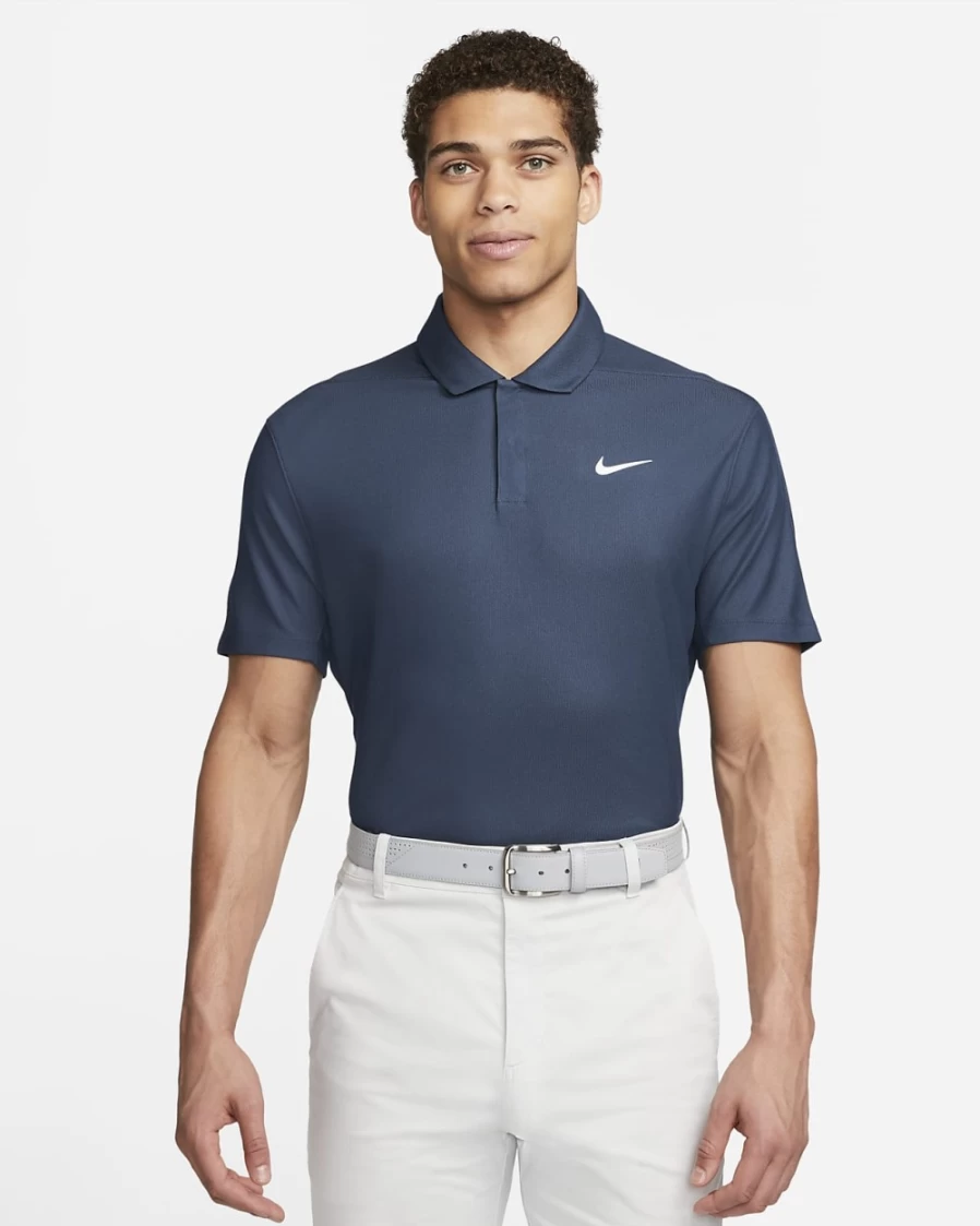 Nike Dri-FIT Tiger Woods Men's Golf Polo - Midnight Navy, Thunder Blue & White Performance Shirt