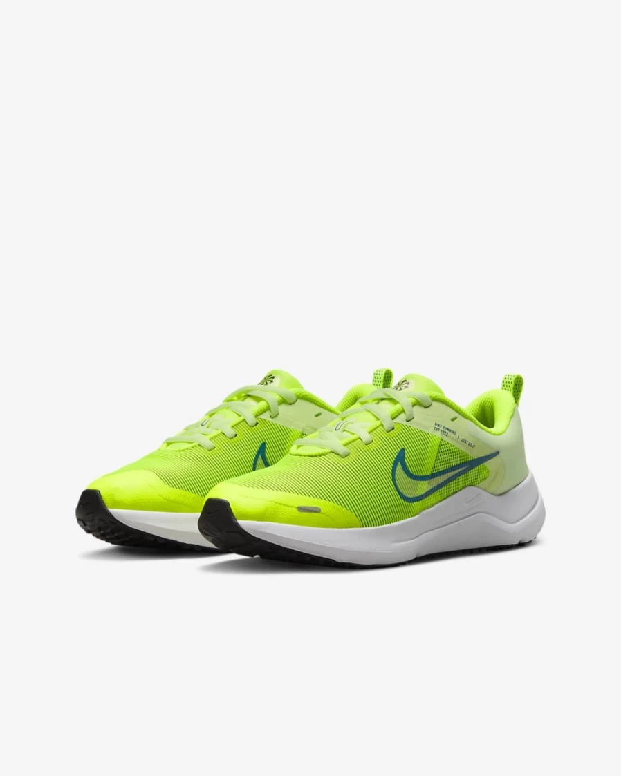 Nike Downshifter 12 Big Kids' Road Running Shoes for Boys & Girls - Volt/Barely Volt/Black/Bright Spruce