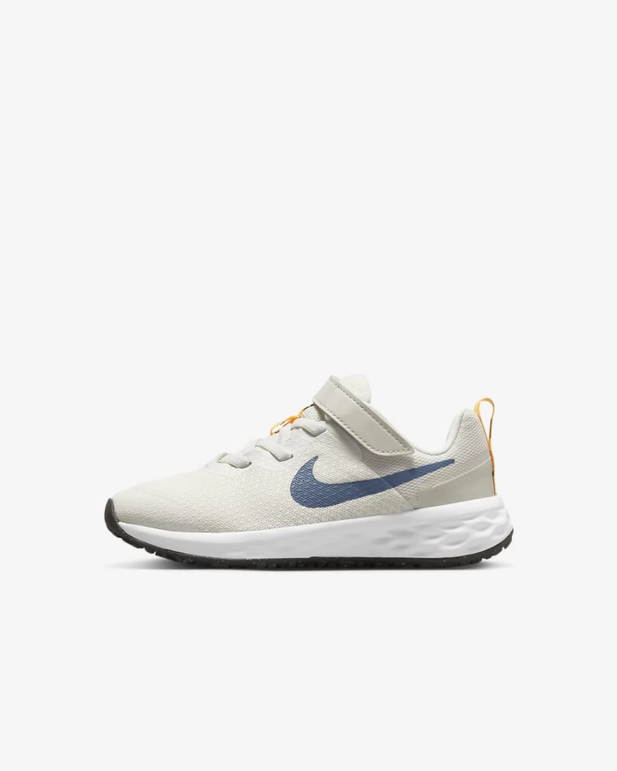Nike Revolution 6 Little Kids' Running Shoes - Summit White/Light Bone/Blue Lightning - Boys & Girls