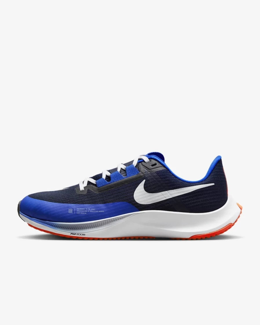 Nike Rival Fly 3 Men's Road Racing Shoes - Obsidian, Racer Blue, White & Metallic Platinum