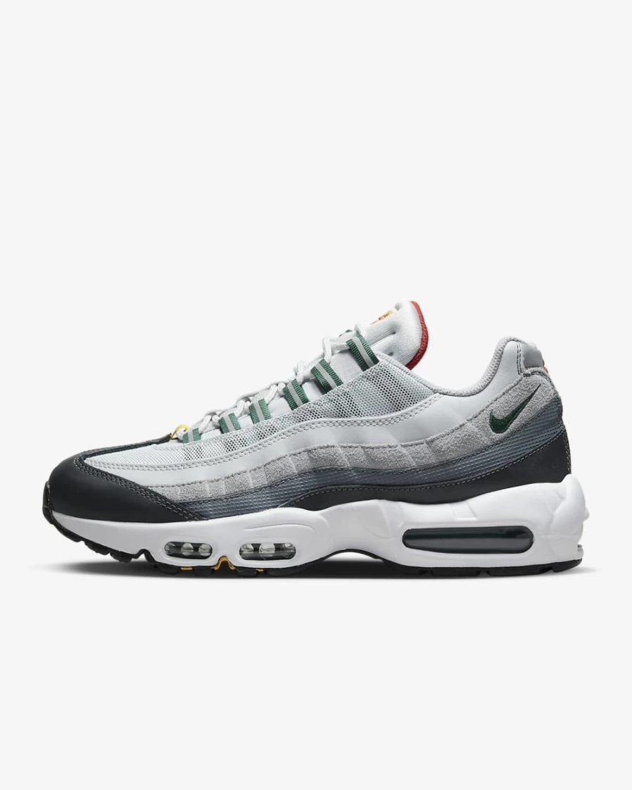 Nike Air Max 95 Men's Running Shoes - Pure Platinum/University Gold/Cinnabar/Gorge Green