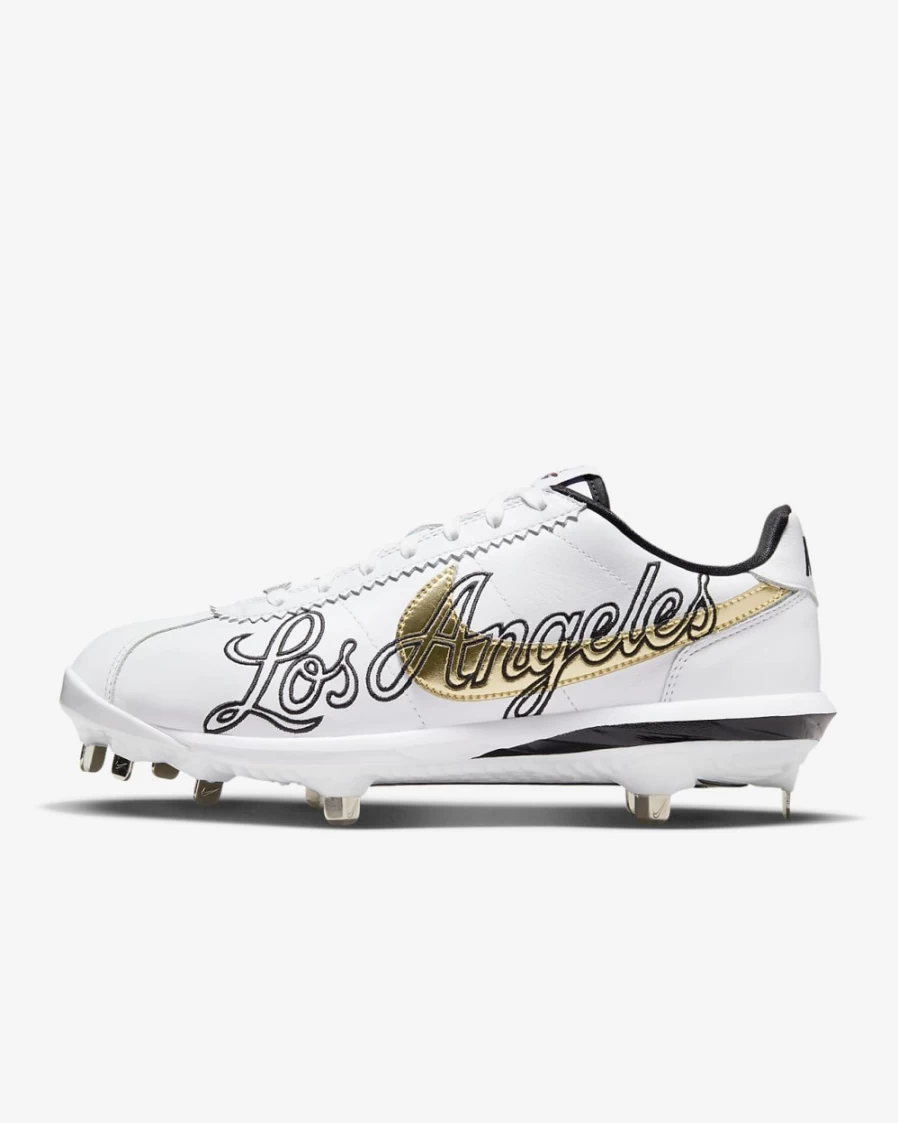 Nike Lunar Cortez Baseball Cleats for Men - White/Black/Metallic Gold Training Shoes