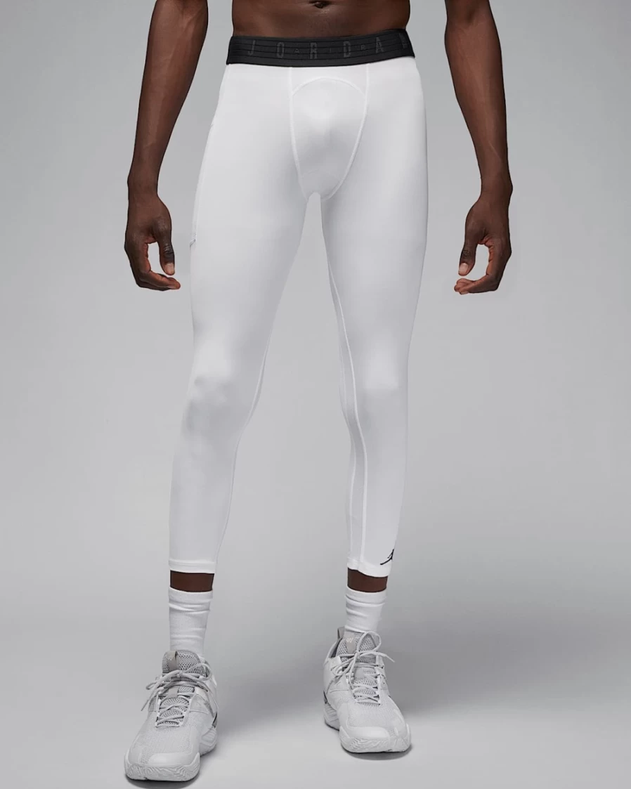 Nike Jordan Sport Dri-FIT Men's 3/4 Tights - White/Black/Black - Basketball Training & Running Pants for Men