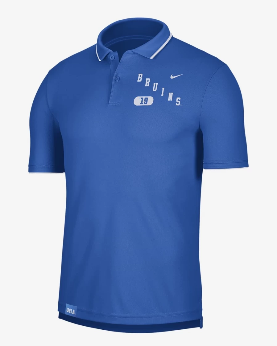 Nike Dri-FIT UV Men's Polo Shirt - UCLA Bruins, Signal Blue/White, Moisture-Wicking, UPF Protection