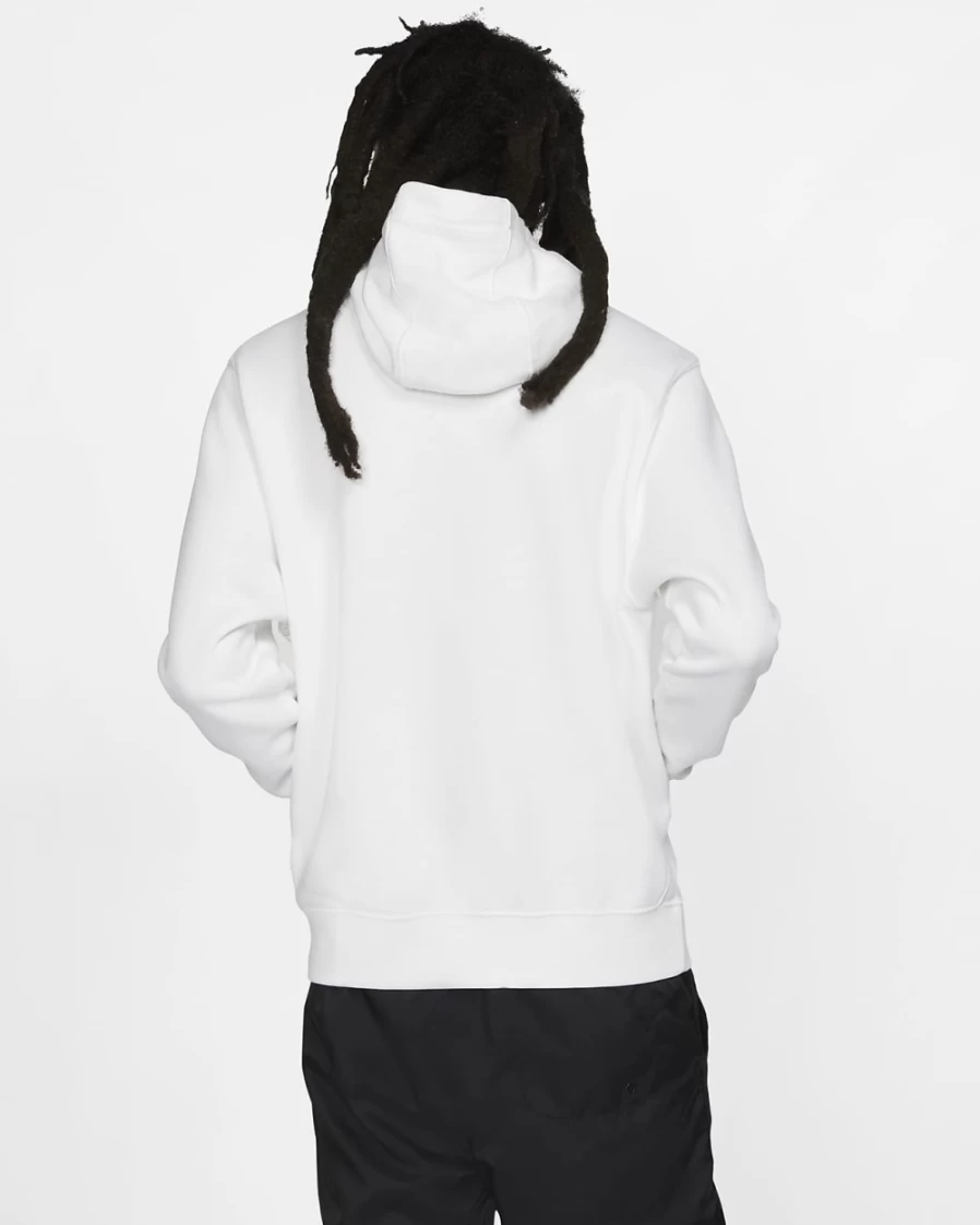 Nike Men's Club Fleece Graphic Pullover Hoodie - White & Black Sportswear