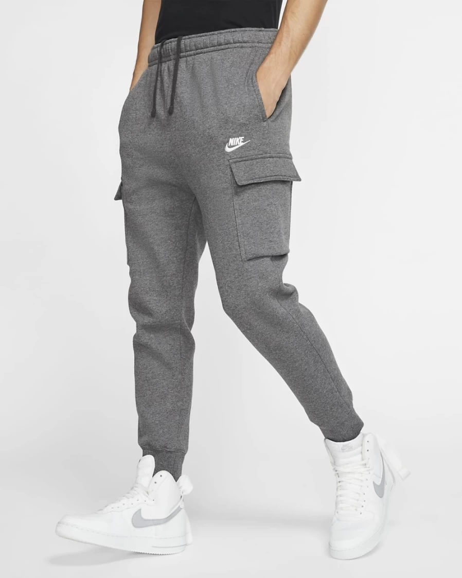 Nike Men's Club Fleece Cargo Pants - Charcoal Heather/Anthracite/White | Sportswear Essentials