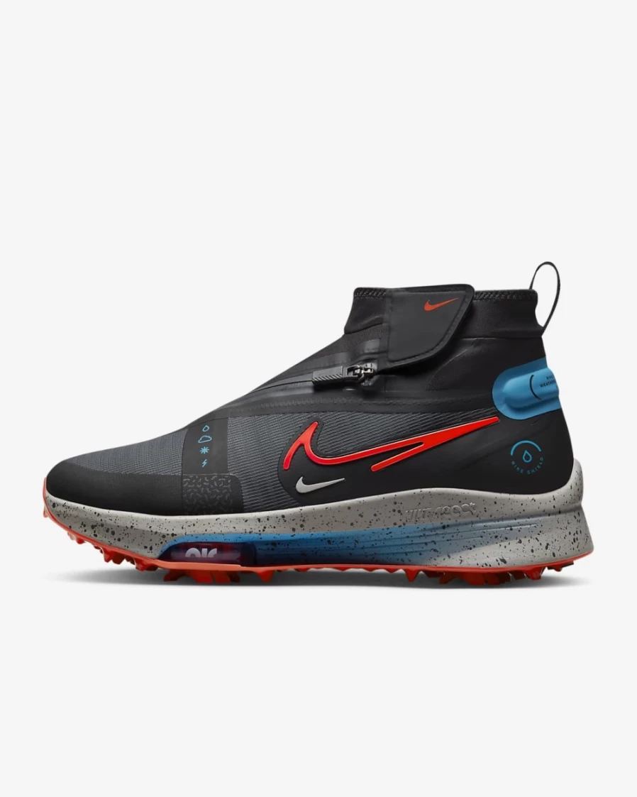 Nike Air Zoom Infinity Tour 2 Shield Men's Golf Shoes - Weatherproof, Anthracite/Black/Cobblestone/Bright Crimson