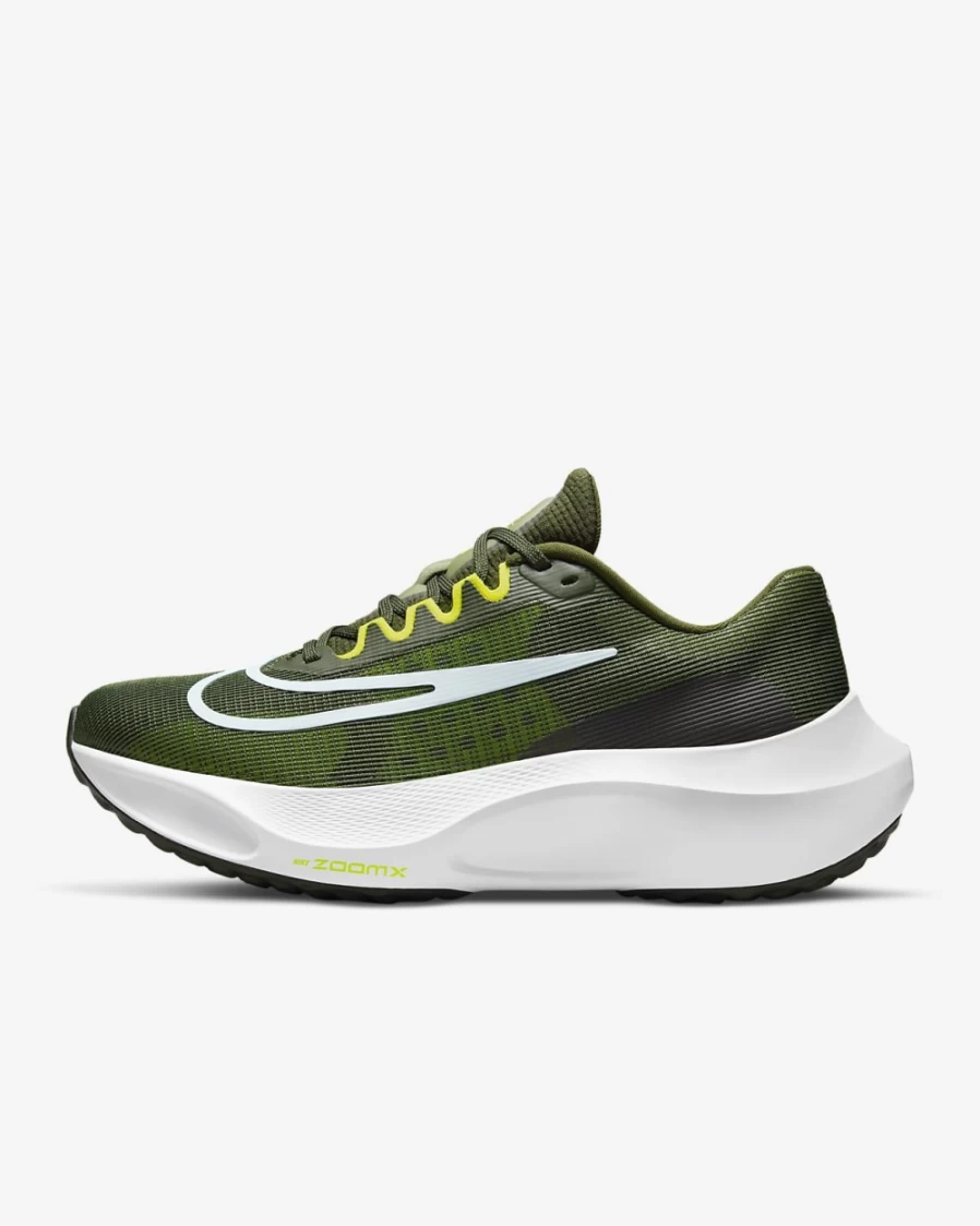 Nike Zoom Fly 5 Men's Road Running Shoes - Cargo Khaki/Yellow Strike/White/Glacier Blue