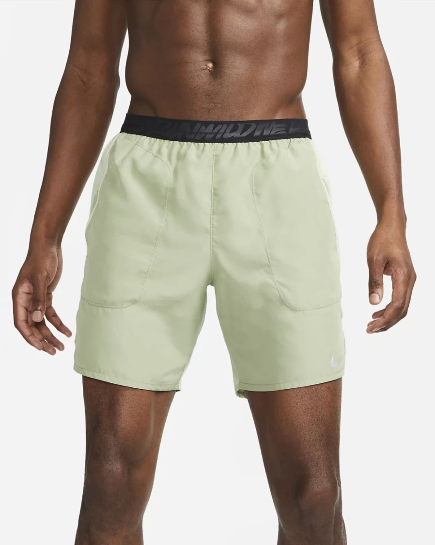 Nike Dri-FIT Men's 7" Running Shorts in Oil Green/Honeydew - Flex Stride Brief-Lined Wild Run Design