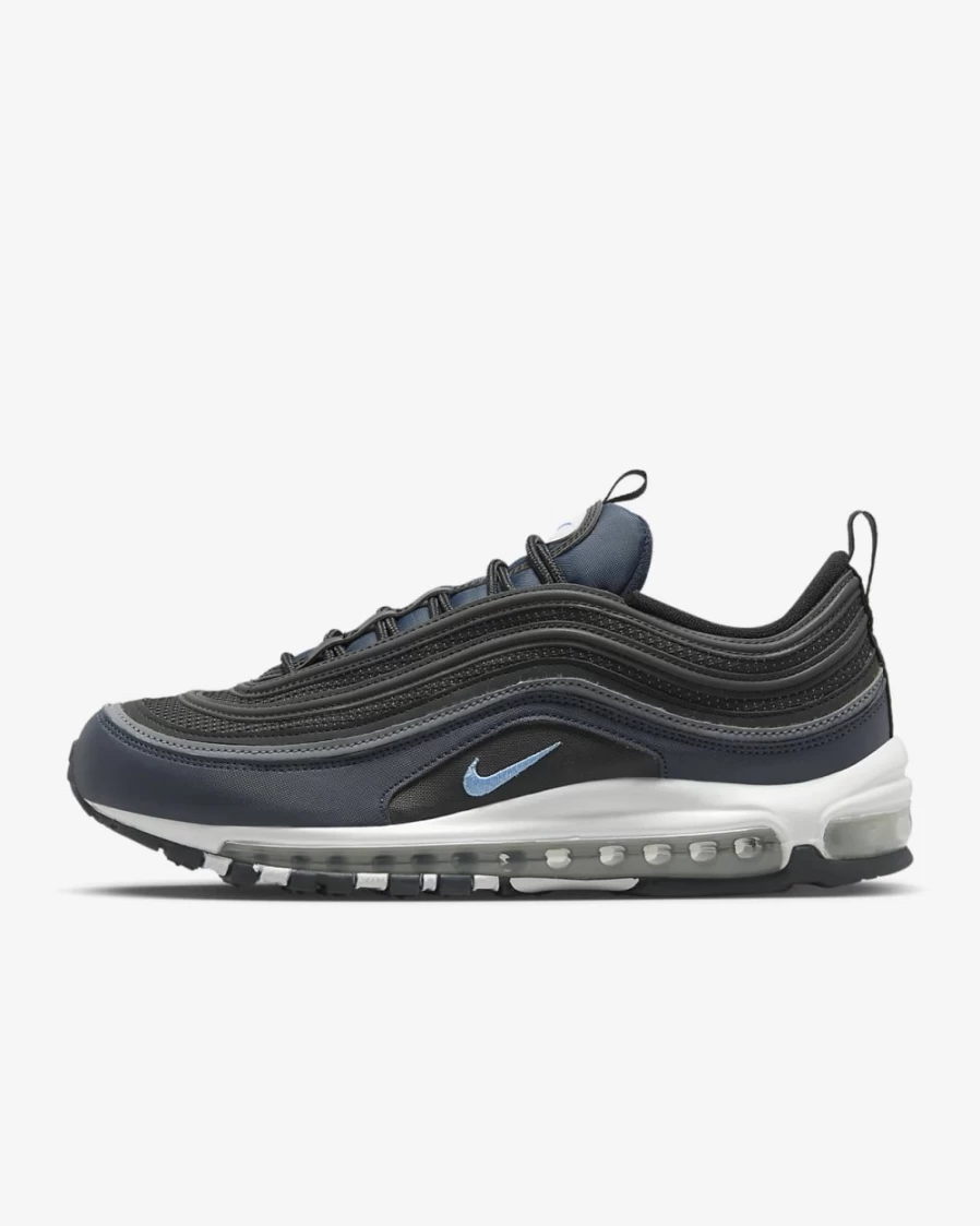 Nike Air Max 97 Men's Shoes - Black, Dark Obsidian, Pure Platinum, University Blue | Running & Athletic Sneakers for Men