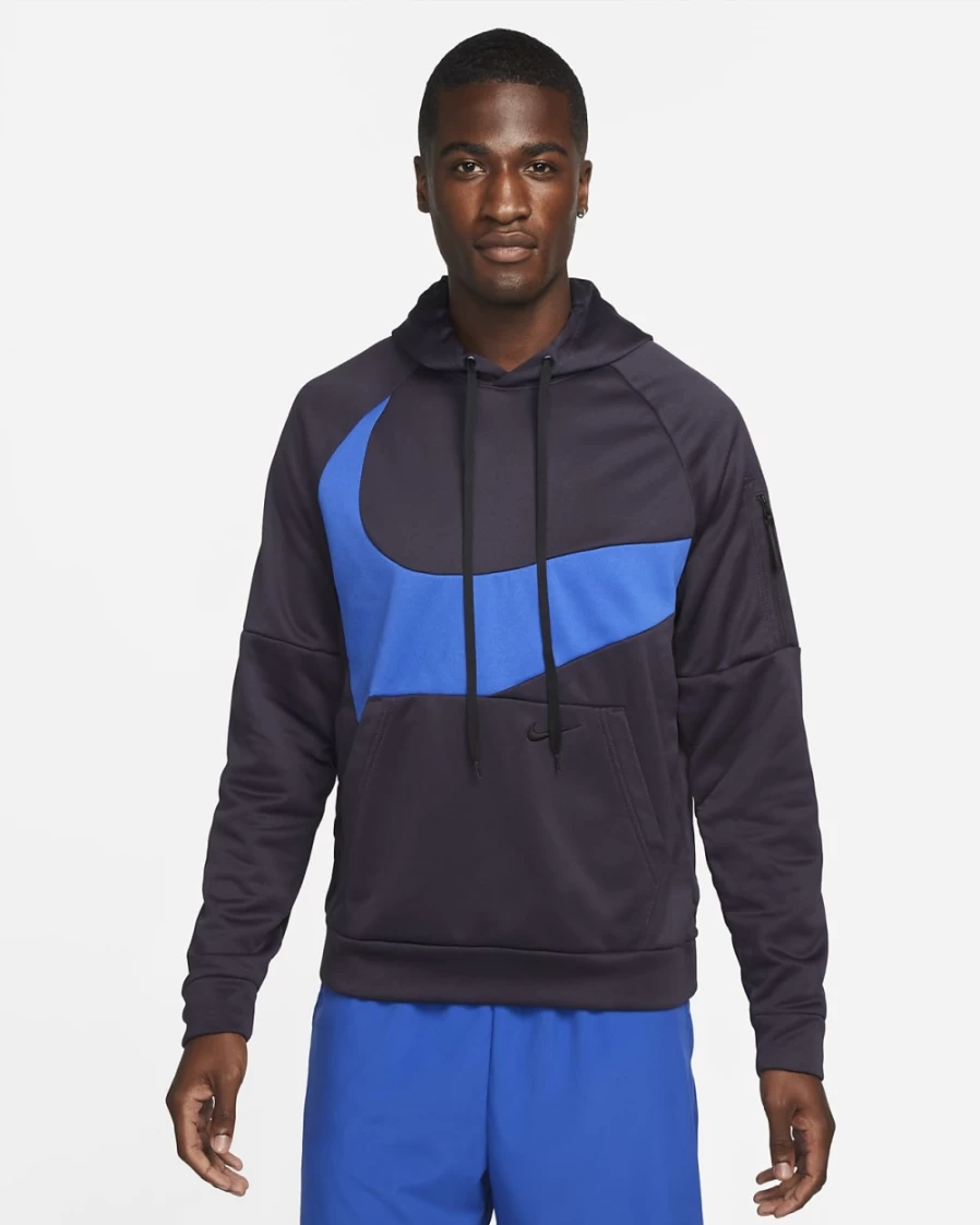 Nike Therma-FIT Men's Cave Purple & Game Royal Pullover Hoodie for Fitness & Training