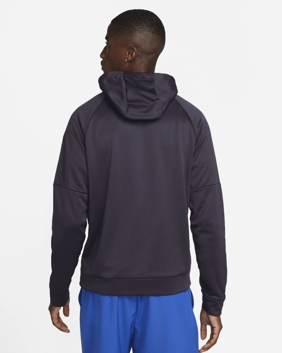 Nike Therma-FIT Men's Cave Purple Hoodie - Game Royal & Black Pullover Fitness Sweatshirt