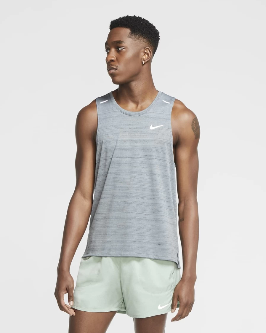 Nike Dri-FIT Miler Men's Running Tank Top - Smoke Grey, Lightweight Breathable Performance Shirt for Running & Training