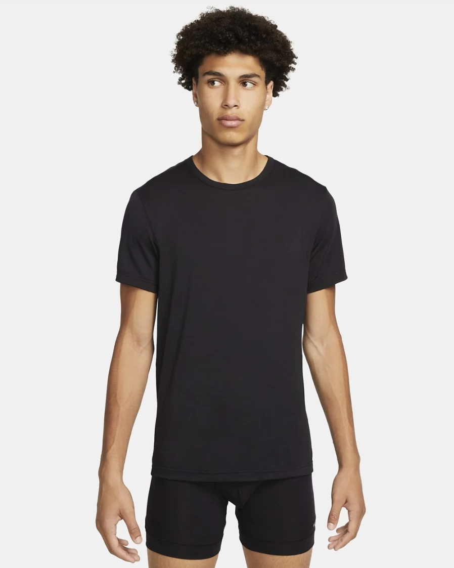 Nike Dri-FIT ReLuxe Men's Black Crew Neck Undershirt 2-Pack - Moisture-Wicking Athletic Shirts