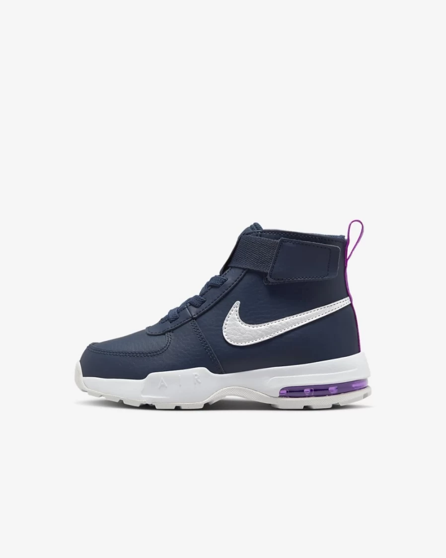 Nike Air Max Goaterra 2.0 Kids' Shoes - Midnight Navy/Pure Platinum/Vivid Purple/Metallic Silver - Boys & Girls Running Sneakers