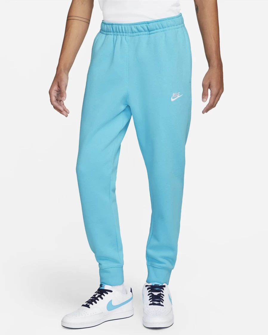 Nike Men's Club Fleece Joggers in Baltic Blue & White - Sportswear Comfort Pants