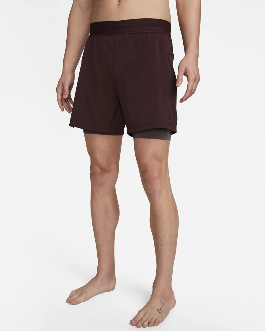 Nike Men's Burgundy Crush 2-in-1 Yoga Shorts for Workout & Training