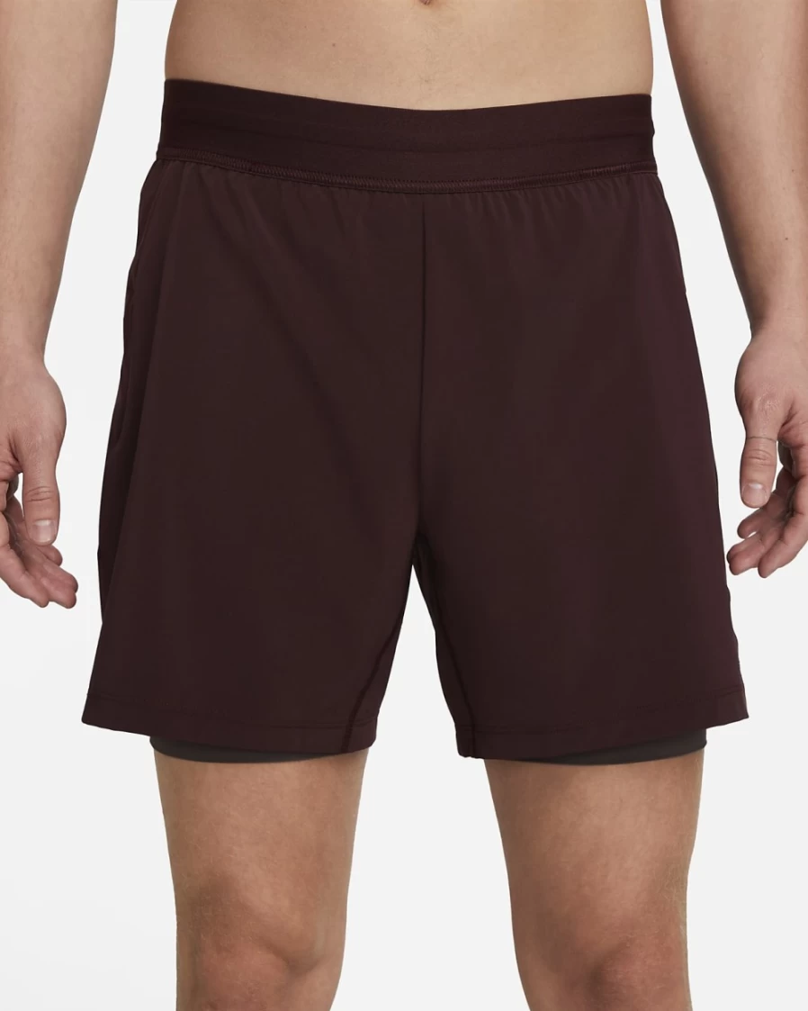 Nike Men's Burgundy Crush 2-in-1 Yoga Shorts for Workout & Training