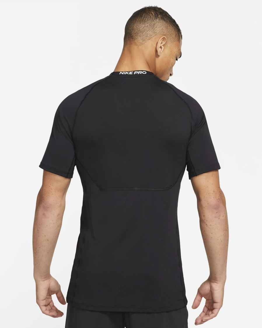 Nike Pro Dri-FIT Men's Training T-Shirt - Slim Fit Moisture-Wicking Workout Top (Black/White)
