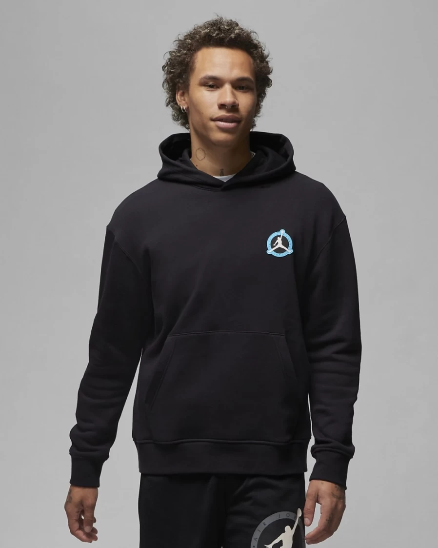 Nike Jordan Flight MVP Men's Fleece Pullover Hoodie - Black/Rush Orange