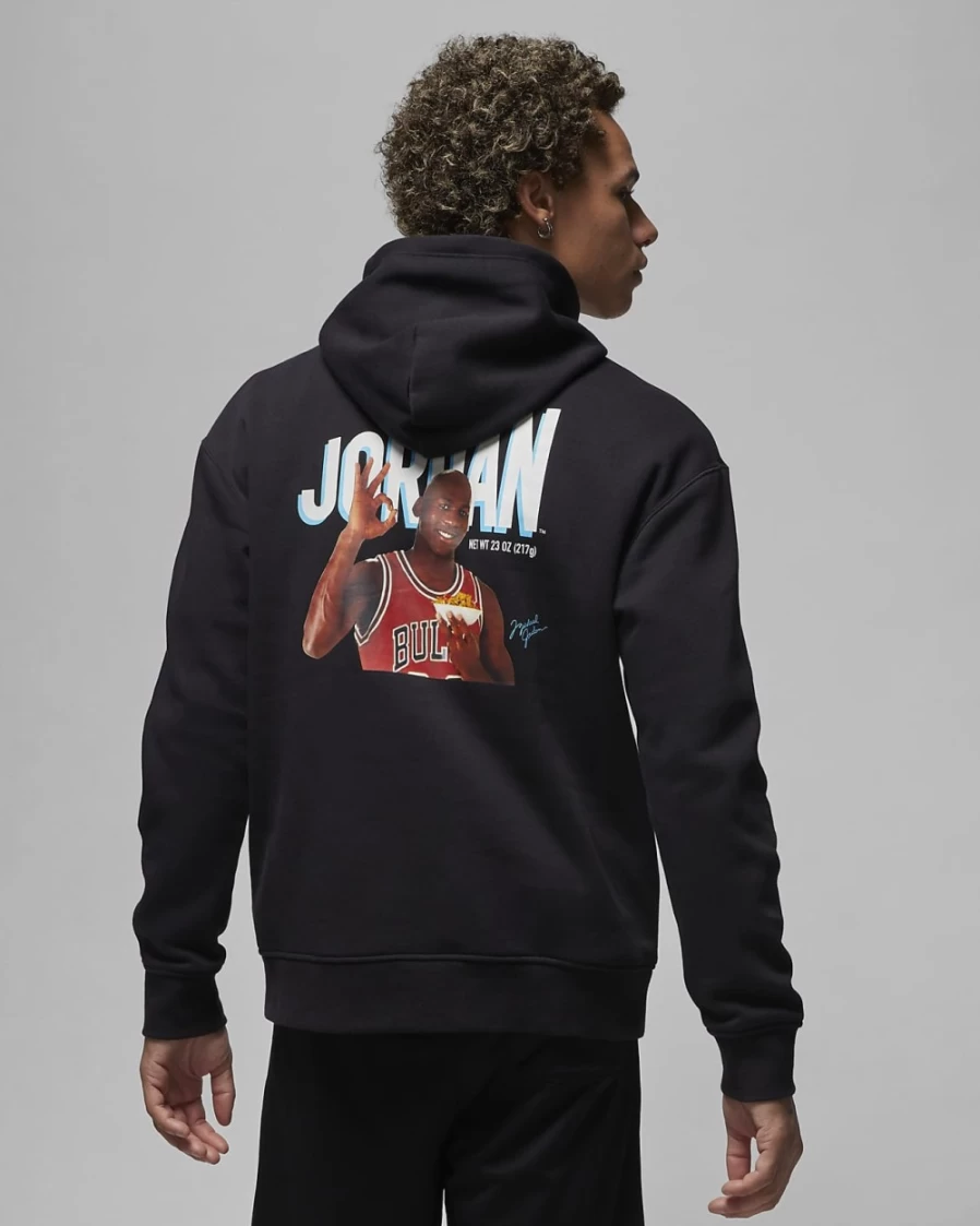 Nike Jordan Flight MVP Men's Fleece Pullover Hoodie - Black/Rush Orange