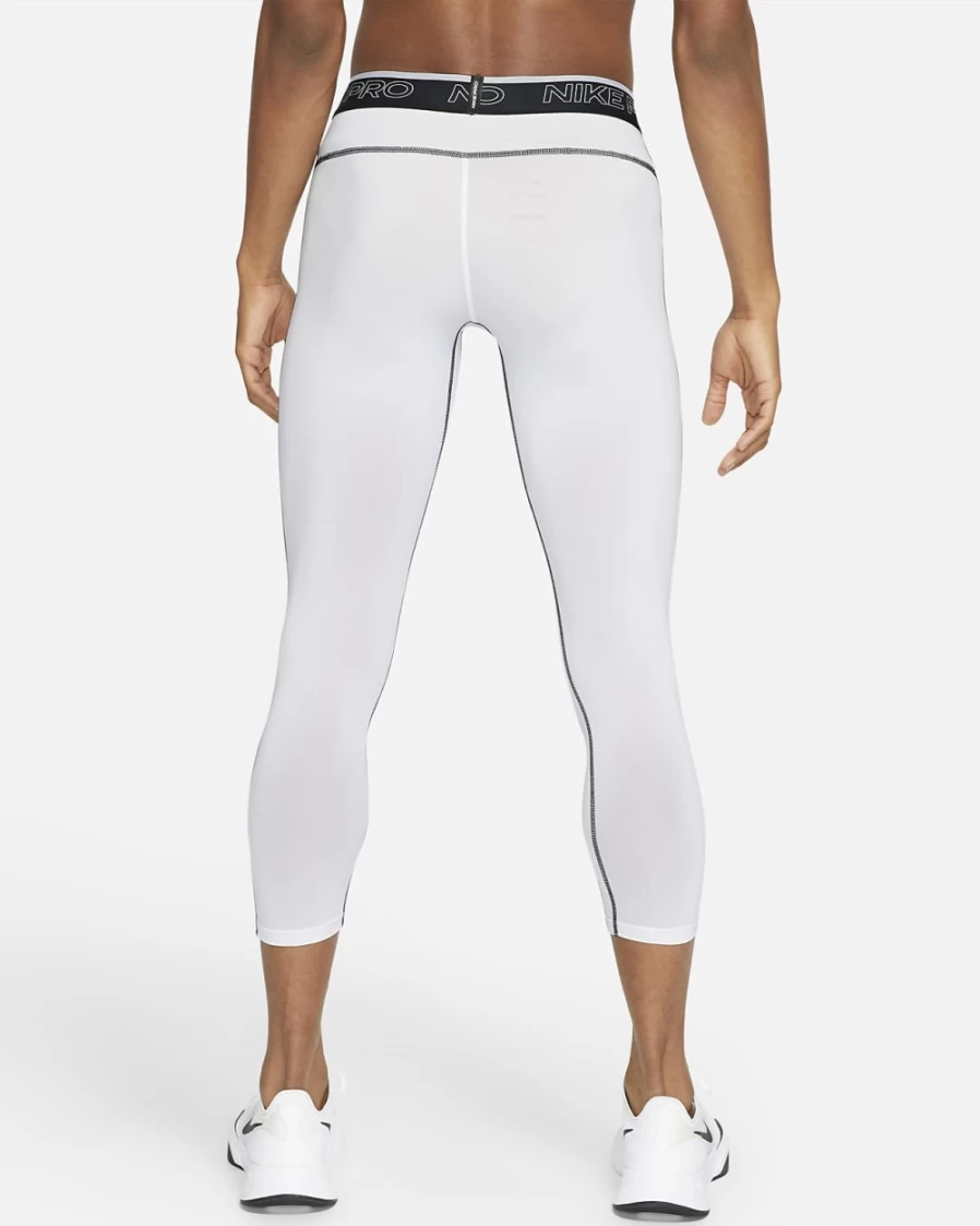 Nike Pro Dri-FIT Men's 3/4 Tights - White/Black Training Pants for Workouts & Running
