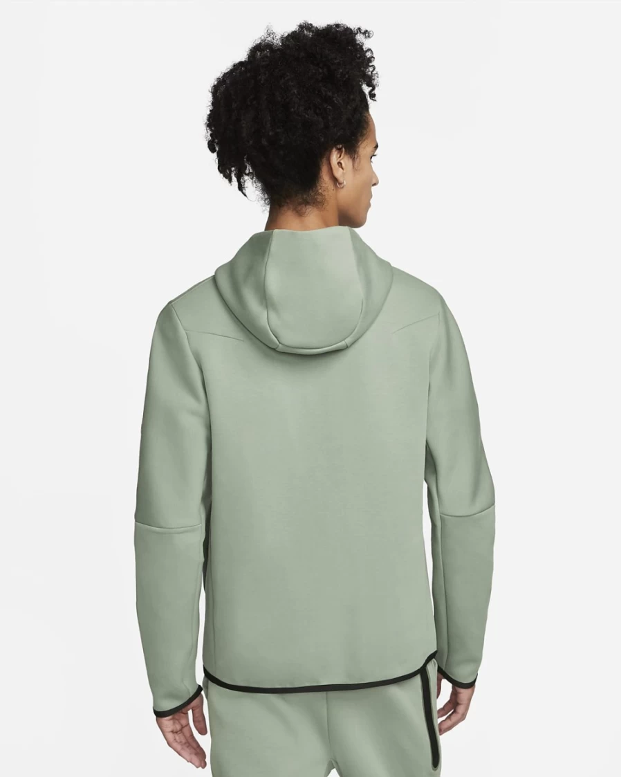 Nike Tech Fleece Men's Full-Zip Hoodie - Mica Green/Black | Lightweight & Comfortable Sportswear