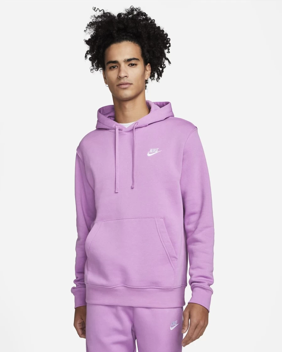 Nike Men's Sportswear Club Fleece Pullover Hoodie - Violet Shock/White